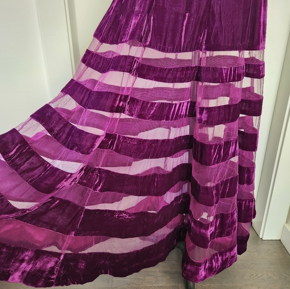 Purple Velvet Pure Silk Maxi Skirt - Picture 10 of 14